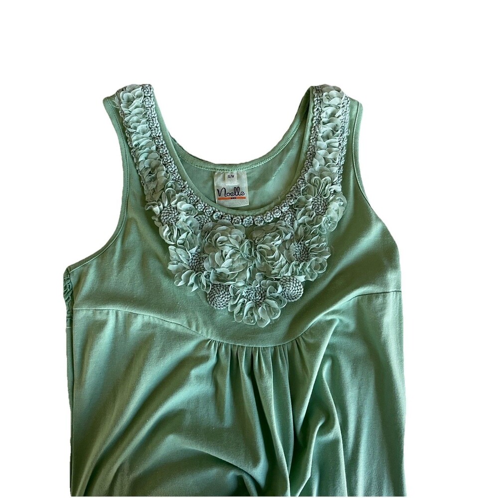 Noelle Knit Dress Size S/M Mint Green Crochet Lace Rosette Embellished - Picture 6 of 10